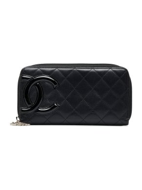Chanel Black Cambon Ligne Zip Around Wallet