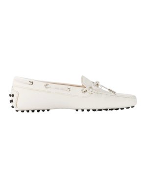Tod's White Gommino Driving Loafers