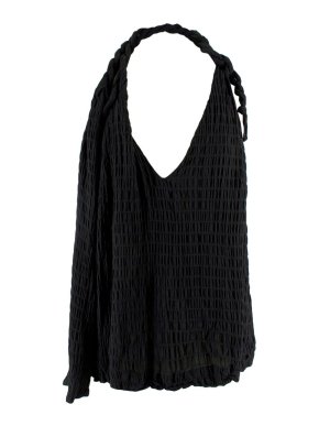 Nanushka Black Seersucker Halterneck Top