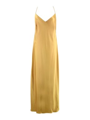 Galvan Golden V-Neck Midi Slip Dress