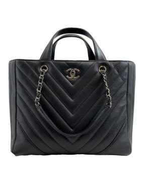 Chanel  Black CC Chevron Shoulder Bag