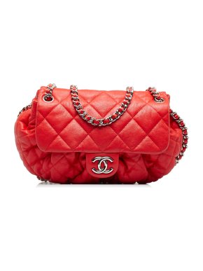 Chanel Red CC Chain Around Leather Crossbody Bag