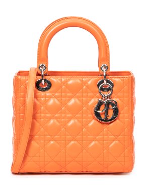 Medium Orange Lambskin Lady Dior Bag
