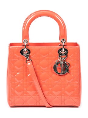 Christian Dior  Coral Medium Cannage Patent Lady Dior
