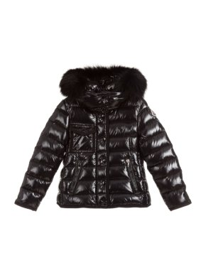 Moncler Kids 14A Armoise Quilted Puffer Jacket W/ Fur-trim Hood