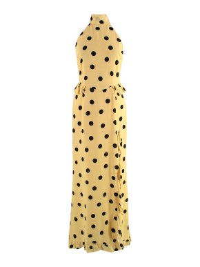 De La Vali  Yellow Polka Dot Halterneck Maxi Dress