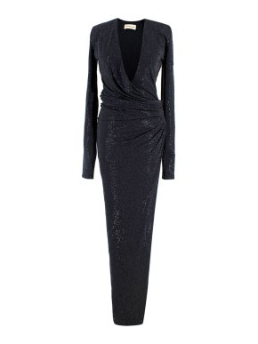 Alexandre Vauthier Black Embellished Plunging Maxi Dress