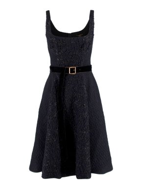 Louis Vuitton Runway Textured Belted Midi Dress