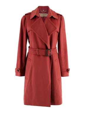Burberry Red Cashmere Trench Coat