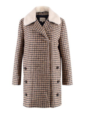 Sezane Houndstooth Wool Blend Coat