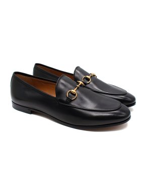 Gucci Black Leather Jordaan Loafers