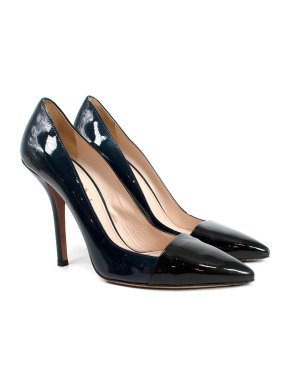 Prada Navy & Black Patent Leather Pumps