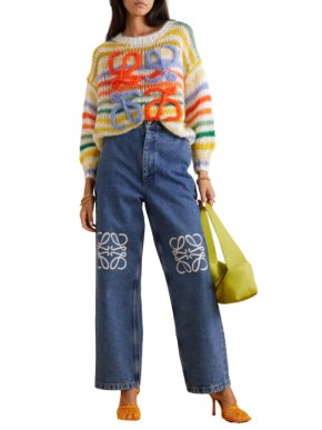 Loewe Embroidered Striped Mohair-blend Sweater