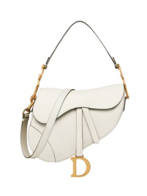 Dior Latte Grained Leather Saddle Bag with Strap
