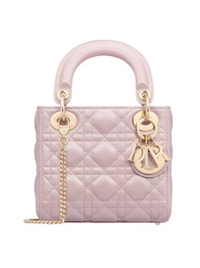Lotus Pearlescent Cannage Lambskin Mini Lady Dior Bag