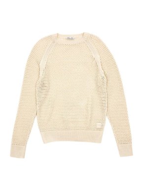 CMMN SWDN Ivory Cotton Open Knit Sweater