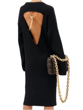 Bottega Veneta ribbed wool blend open back dress