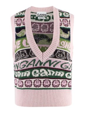 Ganni Pink knitted vest