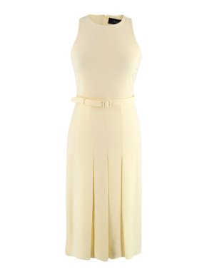Gucci Lemon Yellow Belted Pleated Dress
