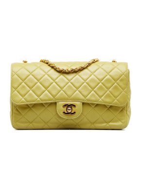Chanel Green Vintage Medium Classic Lambskin Single Flap