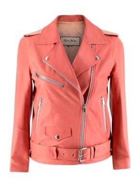 Alice Balas Pink Paneled Lambskin Biker Jacket