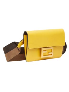 Fendi Yellow Mini Flat Baguette Crossbody Bag