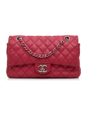 Chanel Red Caviar Leather Medium Double Flap Bag