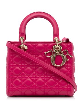 Christian Dior Limited Edition Hot Pink Medium Cannage Lady Dior