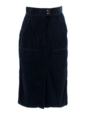 Bella Freud blue corduroy high waist midi skirt