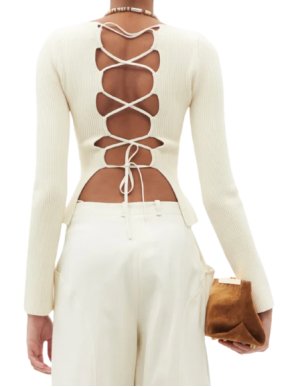Khaite Ivory Angelina Laced Back Jumper