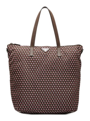 Prada Red Tessuto Stampato Tote Bag
