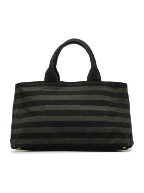 Prada Black and Gold Canapa Righe Tote