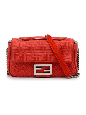Fendi Red Monogram Midi Chain Baguette 1