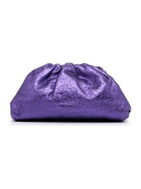 Bottega Veneta Metallic Purple The Pouch Clutch Bag