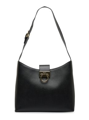 Salvatore Ferragamo Black Gancini Shoulder Bag