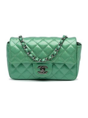 Chanel Green Patent Mini Rectangular Flap Bag