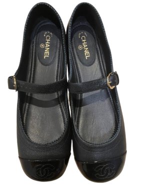 Chanel Black Leather Mary Jane Shoes