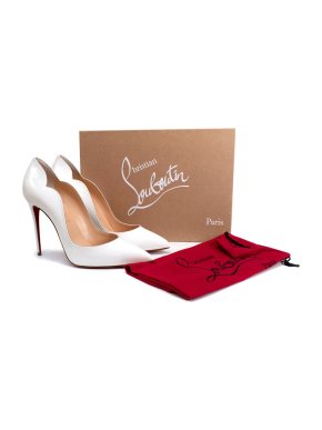 Christian Louboutin Hot Chick 100 White Patent Pumps