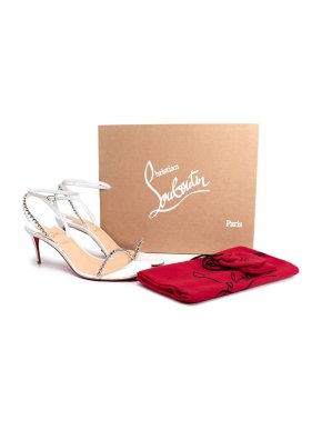 Christian Louboutin White & Silver So Me 70mm Sandals