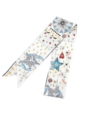 Christian Dior White Silk Twilly