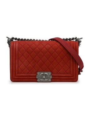 Chanel Red Medium Caviar Boy Flap Bag