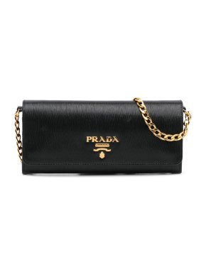 Prada Saffiano Leather Wallet On Chain