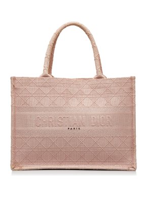 Dior Pink Medium Cannage Embroidered Book Tote