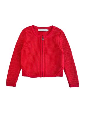 Christian Dior Kids Red Ribbed Wool Cardigan