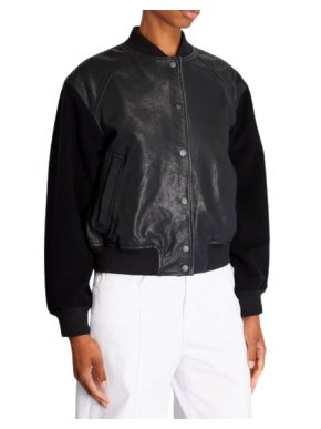 Me+Em Leather-Wool Varsity Jacket