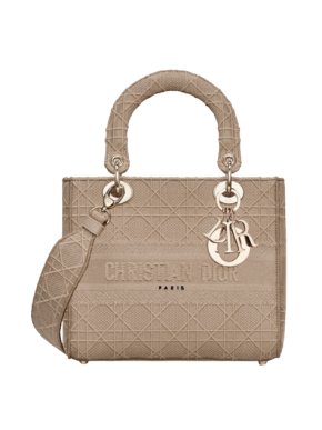 Christian Dior Beige Medium  Lady D-Lite Bag