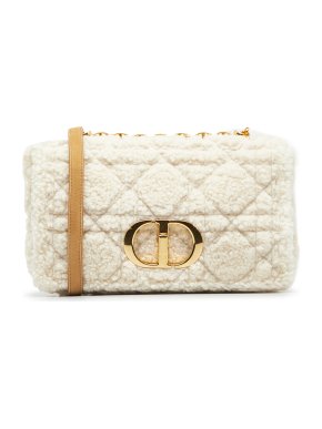 Christian Dior Medium Cannage Shearling Caro Crossbody Bag