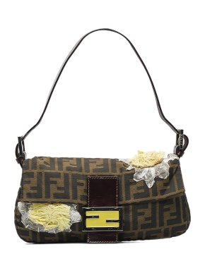 Fendi Embroidered Zucca Baguette Shoulder Bag