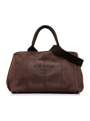 Prada Brown Canapa Logo Tote Bag