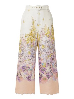 Zimmermann Jude Cropped Floral Print Linen Trousers